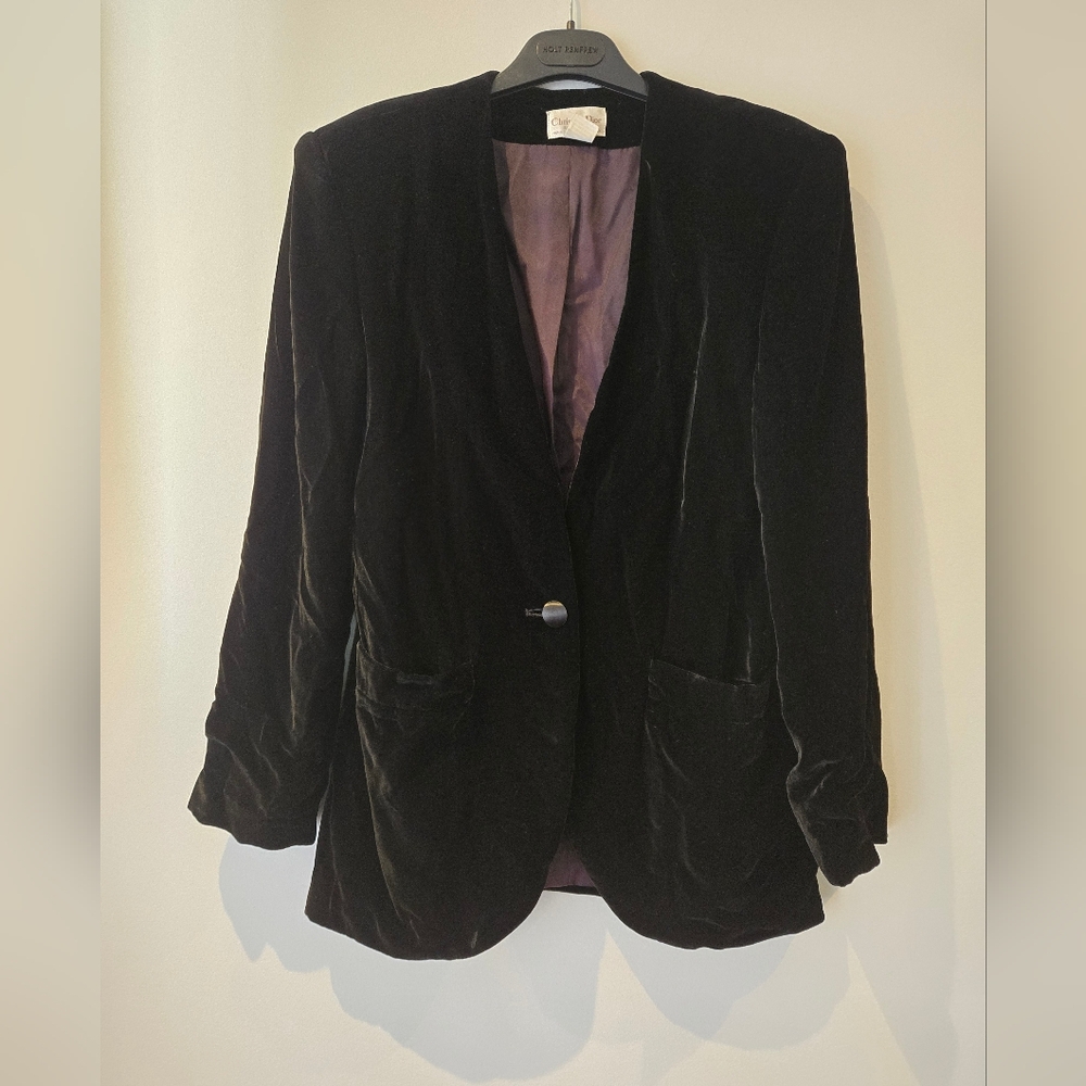 Vintage Christian Dior Velvet Black Blazer Size 4